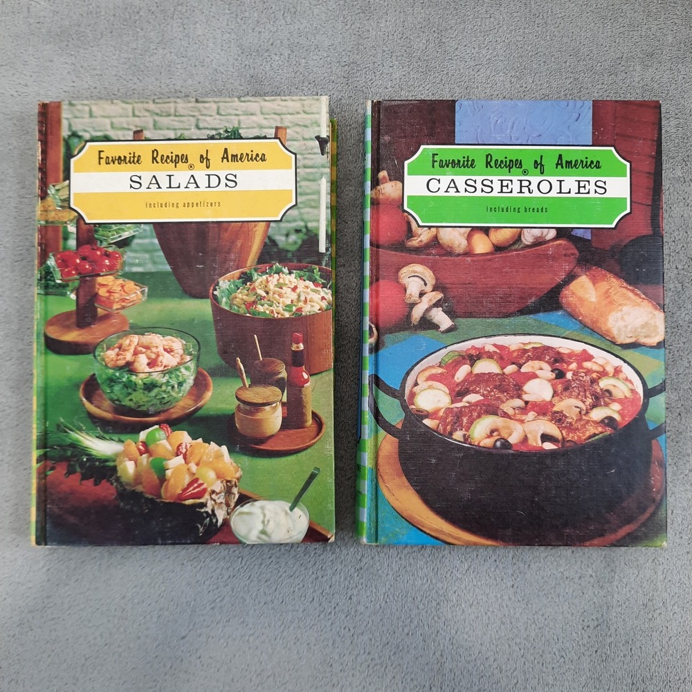 Vintage 1968 Favorite Recipes Of America Cookbook Set Of 2 Hardcover Casseroles